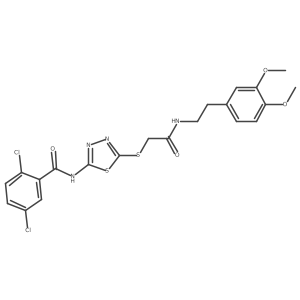 2,5-dichloro-N-(5-((2-((3,4-dimethoxyphenethyl)amino)-2-oxoethyl)thio)-1,3,4-thiadiazol-2-yl)benzamide结构式