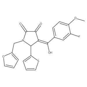 (4E)-4-[(3-fluoro-4-methoxyphenyl)-hydroxymethylidene]-1-(furan-2-ylmethyl)-5-thiophen-2-ylpyrrolidine-2,3-dione结构式
