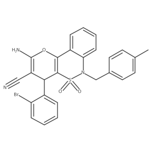 2-Amino-4-(2-bromophenyl)-6-(4-methylbenzyl)-4,6-dihydropyrano[3,2-c][2,1]benzothiazine-3-carbonitrile 5,5-dioxide Structure