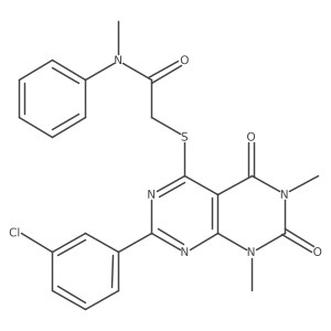 2-[7-(3-chlorophenyl)-1,3-dimethyl-2,4-dioxo-pyrimido[4,5-d]pyrimidin-5-yl]sulfanyl-N-methyl-N-phenyl-acetamide结构式