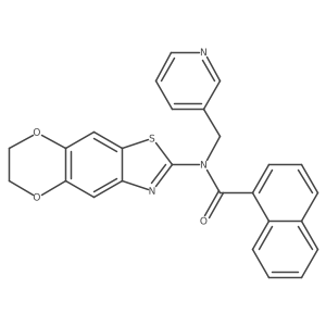 N-(6,7-dihydro-[1,4]dioxino[2',3':4,5]benzo[1,2-d]thiazol-2-yl)-N-(pyridin-3-ylmethyl)-1-naphthamide结构式