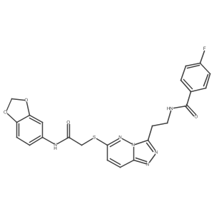 N-{2-[6-({[(2H-1,3-benzodioxol-5-yl)carbamoyl]methyl}sulfanyl)-[1,2,4]triazolo[4,3-b]pyridazin-3-yl]ethyl}-4-fluorobenzamide Structure