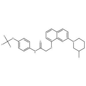 2-((2-(3-methylpiperidin-1-yl)quinolin-8-yl)oxy)-N-(4-(trifluoromethoxy)phenyl)acetamide结构式