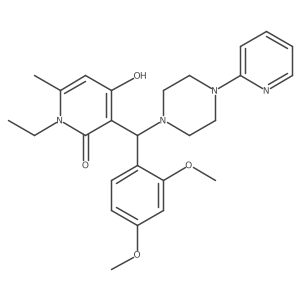 3-((2,4-dimethoxyphenyl)(4-(pyridin-2-yl)piperazin-1-yl)methyl)-1-ethyl-4-hydroxy-6-methylpyridin-2(1H)-one结构式