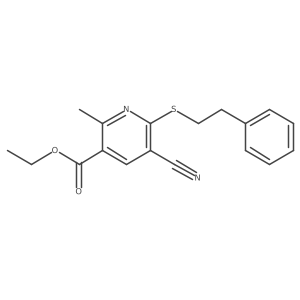 Ethyl 5-cyano-2-methyl-6-[(2-phenylethyl)thio]-3-pyridinecarboxylate结构式