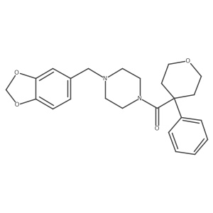 1-[(2H-1,3-benzodioxol-5-yl)methyl]-4-(4-phenyloxane-4-carbonyl)piperazine结构式