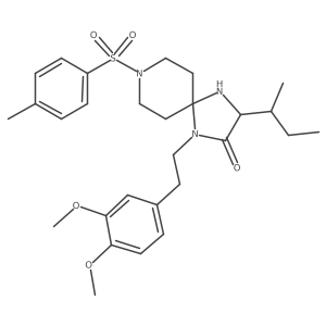 3-(Sec-butyl)-1-(3,4-dimethoxyphenethyl)-8-[(4-methylphenyl)sulfonyl]-1,4,8-triazaspiro[4.5]decan-2-one结构式
