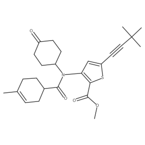 5-(3,3-Dimethyl-but-1-ynyl)-3-[(4-methyl-cyclohex-3-enecarbonyl)-(4-oxo-cyclohexyl)-amino]-thiophene-2-carboxylic acid methyl ester Structure
