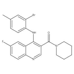 (4-((2-Bromo-4-methylphenyl)amino)-6-fluoroquinolin-3-yl)(piperidin-1-yl)methanone Structure