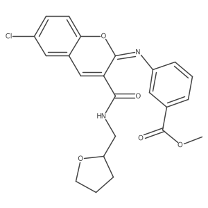 methyl 3-({(2Z)-6-chloro-3-[(tetrahydrofuran-2-ylmethyl)carbamoyl]-2H-chromen-2-ylidene}amino)benzoate结构式