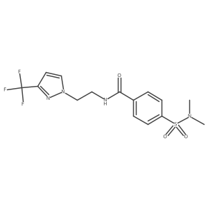 4-(N,N-dimethylsulfamoyl)-N-(2-(3-(trifluoromethyl)-1H-pyrazol-1-yl)ethyl)benzamide结构式