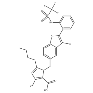 1-[[3-Bromo-2-[2-[[(trifluoromethyl)sulfonyl]amino]phenyl]-5-benzofuranyl]methyl]-2-butyl-4-chloro-1H-imidazole-5-carboxylic acid Structure