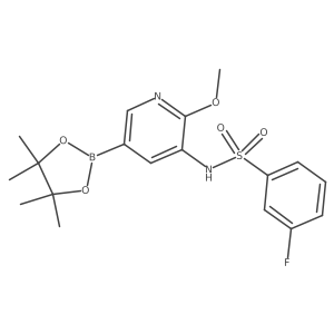 3-fluoro-N-[2-methoxy-5-(4,4,5,5-tetramethyl-1,3,2-dioxaborolan-2-yl)pyridin-3-yl]benzenesulfonamide结构式