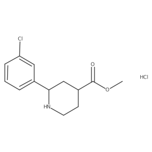 Methyl 2-(3-chlorophenyl)piperidine-4-carboxylate hydrochloride结构式