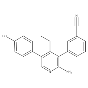 3-(2-Amino-4-ethyl-5-(4-hydroxyphenyl)pyridin-3-yl)benzonitrile结构式