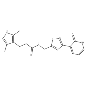 3-(3,5-dimethyl-1H-pyrazol-4-yl)-N-((3-(2-oxo-1,2-dihydropyridin-3-yl)-1,2,4-oxadiazol-5-yl)methyl)propanamide结构式
