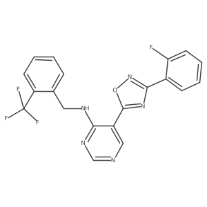 5-(3-(2-fluorophenyl)-1,2,4-oxadiazol-5-yl)-N-(2-(trifluoromethyl)benzyl)pyrimidin-4-amine结构式