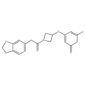 4-((1-(2-(benzo[d][1,3]dioxol-5-yl)acetyl)azetidin-3-yl)oxy)-6-methyl-2H-pyran-2-one结构式