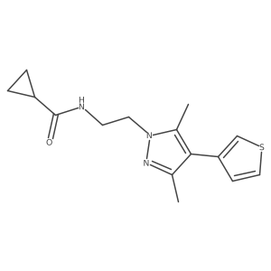 N-(2-(3,5-dimethyl-4-(thiophen-3-yl)-1H-pyrazol-1-yl)ethyl)cyclopropanecarboxamide结构式