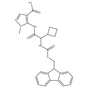 5-[2-cyclobutyl-2-({[(9H-fluoren-9-yl)methoxy]carbonyl}amino)acetamido]-1-methyl-1H-pyrazole-4-carboxylic acid结构式