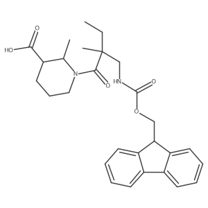 1-{2-[({[(9H-fluoren-9-yl)methoxy]carbonyl}amino)methyl]-2-methylbutanoyl}-2-methylpiperidine-3-carboxylic acid Structure