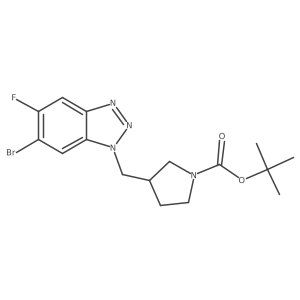 tert-butyl 3-[(6-bromo-5-fluoro-1H-1,2,3-benzotriazol-1-yl)methyl]pyrrolidine-1-carboxylate结构式