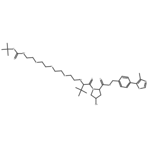 tert-butyl N-[2-[2-[2-[2-[[(1S)-1-[(2S,4R)-4-hydroxy-2-[[4-(4-methylthiazol-5-yl)phenyl]methylcarbamoyl]pyrrolidine-1-carbonyl]-2,2-dimethyl-propyl]amino]ethoxy]ethoxy]ethoxy]ethyl]carbamate Structure