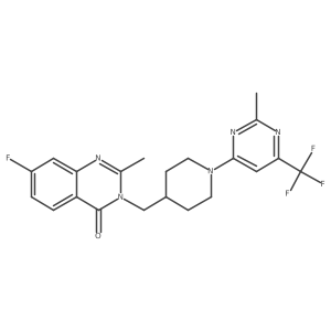 7-Fluoro-2-methyl-3-({1-[2-methyl-6-(trifluoromethyl)pyrimidin-4-yl]piperidin-4-yl}methyl)-3,4-dihydroquinazolin-4-one结构式