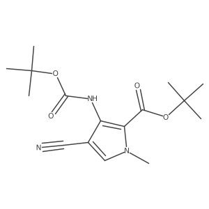 tert-butyl 3-{[(tert-butoxy)carbonyl]amino}-4-cyano-1-methyl-1H-pyrrole-2-carboxylate Structure