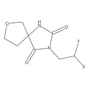 3-(2,2-Difluoroethyl)-7-oxa-1,3-diazaspiro[4.4]nonane-2,4-dione结构式