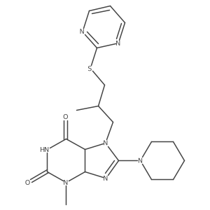 3-Methyl-7-(2-methyl-3-pyrimidin-2-ylsulfanylpropyl)-8-piperidin-1-yl-4,5-dihydropurine-2,6-dione结构式