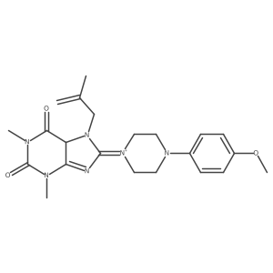 8-[4-(4-methoxyphenyl)piperazin-1-ium-1-ylidene]-1,3-dimethyl-7-(2-methylprop-2-enyl)-5H-purine-2,6-dione结构式