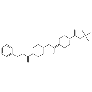 Benzyl 4-(2-(1-(tert-butoxycarbonyl)piperidin-4-ylidene)-2-chloroethyl)piperazine-1-carboxylate结构式