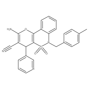 2-Amino-6-(4-methylbenzyl)-4-(pyridin-3-yl)-4,6-dihydropyrano[3,2-c][2,1]benzothiazine-3-carbonitrile 5,5-dioxide Structure
