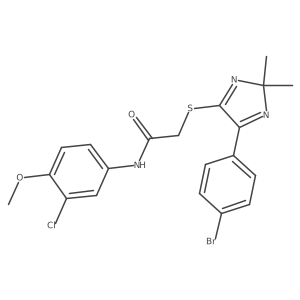 2-{[5-(4-bromophenyl)-2,2-dimethyl-2H-imidazol-4-yl]sulfanyl}-N-(3-chloro-4-methoxyphenyl)acetamide结构式
