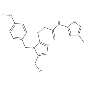 2-((5-(hydroxymethyl)-1-(4-methoxybenzyl)-1H-imidazol-2-yl)thio)-N-(4-methylthiazol-2-yl)acetamide结构式