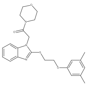 2-(2-((2-(3,5-dimethylphenoxy)ethyl)thio)-1H-benzo[d]imidazol-1-yl)-1-morpholinoethanone Structure