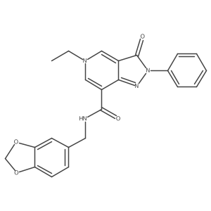N-(benzo[d][1,3]dioxol-5-ylmethyl)-5-ethyl-3-oxo-2-phenyl-3,5-dihydro-2H-pyrazolo[4,3-c]pyridine-7-carboxamide Structure