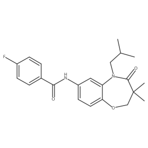 4-fluoro-N-(5-isobutyl-3,3-dimethyl-4-oxo-2,3,4,5-tetrahydrobenzo[b][1,4]oxazepin-7-yl)benzamide结构式