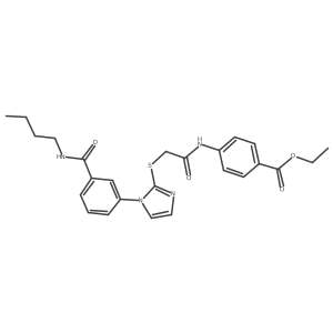 ethyl 4-(2-((1-(3-(butylcarbamoyl)phenyl)-1H-imidazol-2-yl)thio)acetamido)benzoate结构式