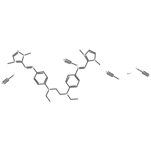 1H-1,2,4-Triazolium, 3,3'(or 5,5')-[1,2-ethanediylbis[(ethylimino)-4,1-phenyleneazo]]bis[1,4-dimethyl-, (T-4)-tetrakis(thiocyanato-kappaN)zincate(2-) (1:1)结构式