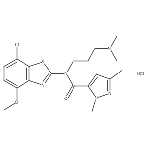 N-(7-chloro-4-methoxybenzo[d]thiazol-2-yl)-N-(3-(dimethylamino)propyl)-1,3-dimethyl-1H-pyrazole-5-carboxamide hydrochloride Structure