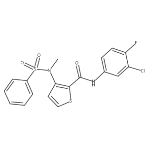 N-(3-chloro-4-fluorophenyl)-3-(N-methylphenylsulfonamido)thiophene-2-carboxamide结构式