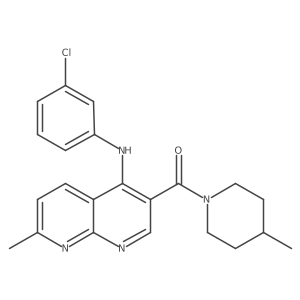 (4-((3-Chlorophenyl)amino)-7-methyl-1,8-naphthyridin-3-yl)(4-methylpiperidin-1-yl)methanone Structure