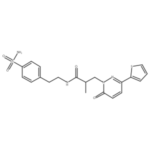 2-methyl-3-(6-oxo-3-(thiophen-2-yl)pyridazin-1(6H)-yl)-N-(4-sulfamoylphenethyl)propanamide结构式
