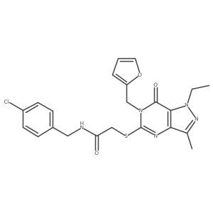 N-[(4-chlorophenyl)methyl]-2-({1-ethyl-6-[(furan-2-yl)methyl]-3-methyl-7-oxo-1H,6H,7H-pyrazolo[4,3-d]pyrimidin-5-yl}sulfanyl)acetamide结构式