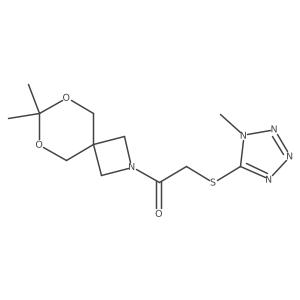 1-(7,7-dimethyl-6,8-dioxa-2-azaspiro[3.5]nonan-2-yl)-2-((1-methyl-1H-tetrazol-5-yl)thio)ethanone结构式