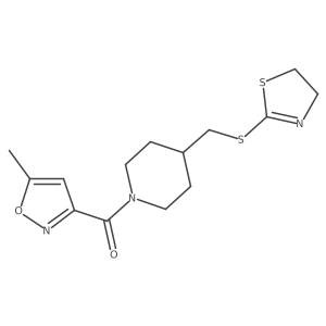 (4-(((4,5-Dihydrothiazol-2-yl)thio)methyl)piperidin-1-yl)(5-methylisoxazol-3-yl)methanone Structure