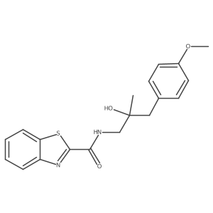 N-(2-hydroxy-3-(4-methoxyphenyl)-2-methylpropyl)benzo[d]thiazole-2-carboxamide结构式