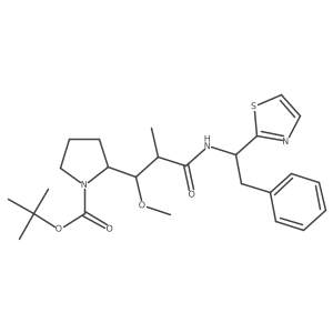 tert-butyl (2S)-2-[(1R,2S)-1-methoxy-2-methyl-3-oxo-3-[[(1S)-2-phenyl-1-(1,3-thiazol-2-yl)ethyl]amino]propyl]pyrrolidine-1-carboxylate结构式